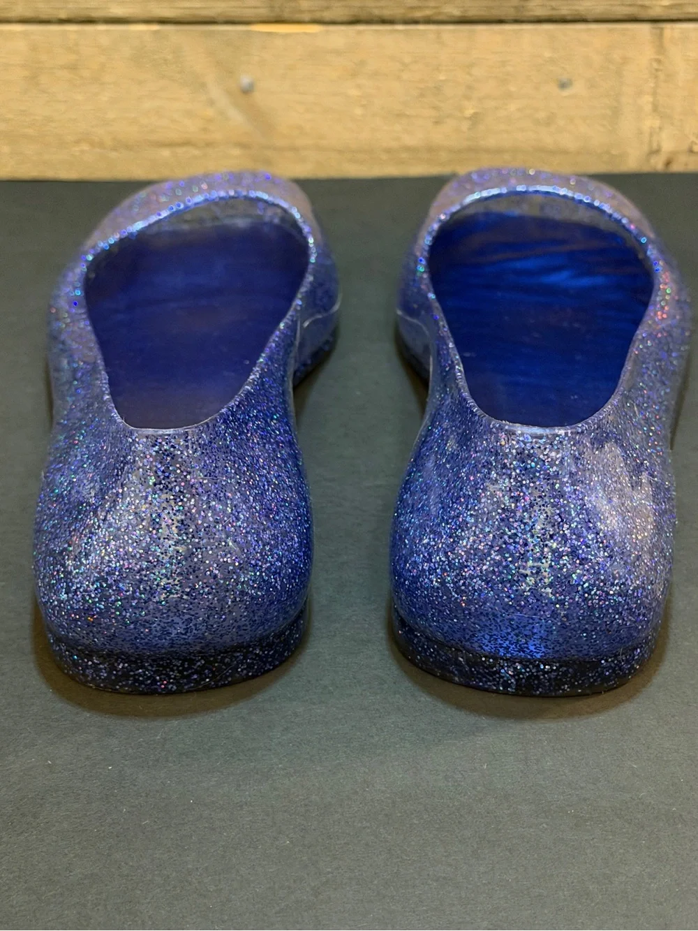 Jeffrey Campbell Blue Glitter Jelly Ballet Flats Square Toe Summer Shoes Size 10